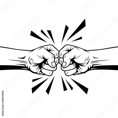 Two fists in a fist bump gesture isolated on white background