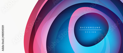 Abstract layers create vibrant circular design. Colors blend, forming dynamic visual effect. Modern, sleek presentation suitable backgrounds.