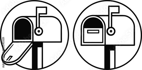 Mailbox icon vector illustration on white wall background