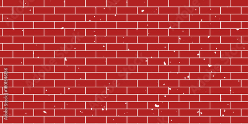a realistic brick wall pattern with white mortar texture specks for building design background.