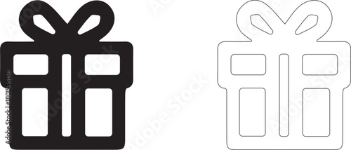 Gift in a box with a ribbon. Simple vector icon.