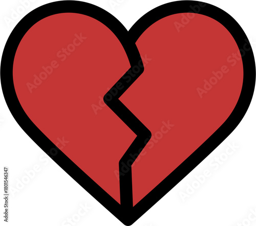 Line Art Broken Heart Feeling Lonely and Sad Symbol Sign Icon