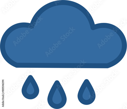Simple Flat Style Cloud Rain Drop Weather Forecast Icon Element