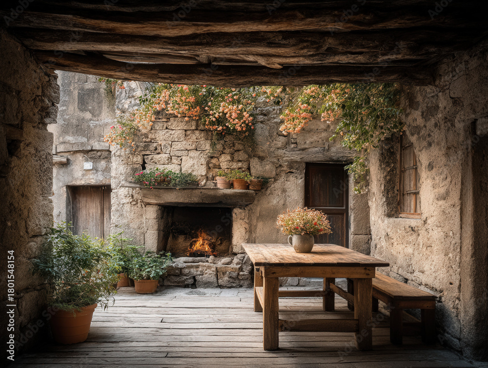 Naklejka premium house with a fireplace