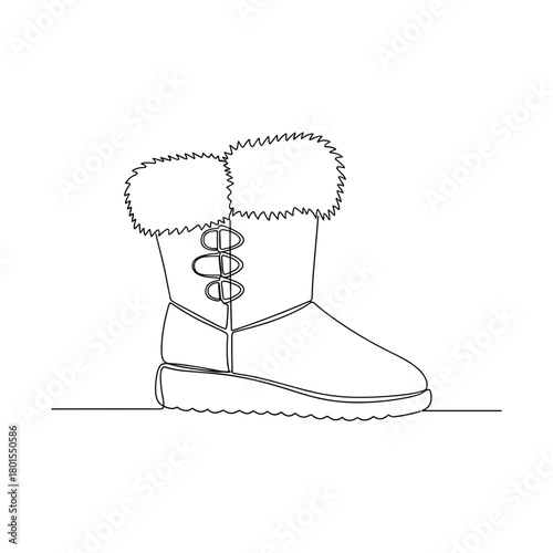 Fur-trimmed winter boot with toggle in one line minimalist style