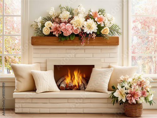 serene winter fireplace