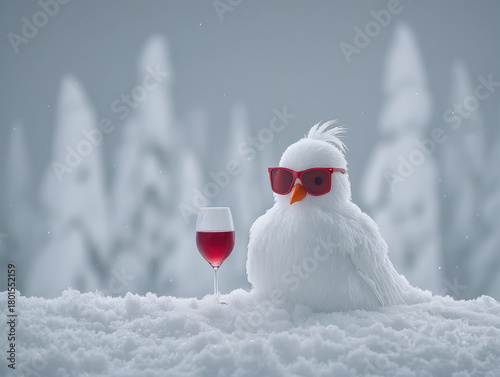 snowman with a wine glass