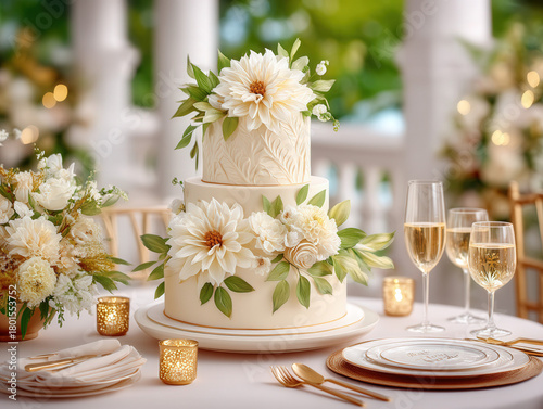 wedding cake on a white table