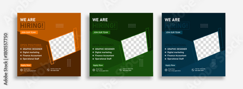 We are hiring design template for social media post square banner with employment opportunity offer