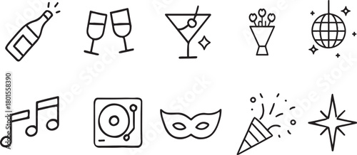 Celebration Icons Set Vector Illustration for Festive and Party Events