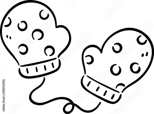 Cute mittens with polka dots connected by string, perfect for winter warmth and style