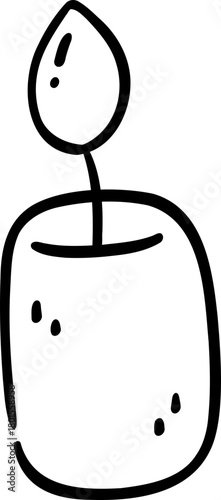 Simple candle illustration with flame and cylindrical base evokes cozy atmosphere