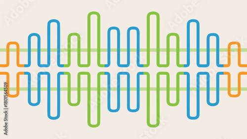 Dynamic abstract line art grid with fluid wave distortions featuring vibrant color gradients and a modern digital aesthetic for creative projects