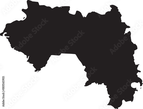 Black silhouette of the country of Guinea on a white background Africa