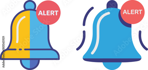 Two notification bells signal alerts, one static and one ringing.