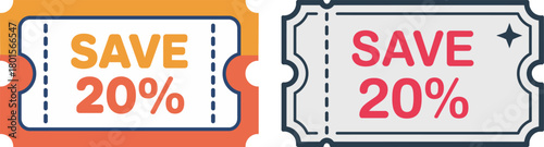 Two discount coupons offering 20% savings side by side.