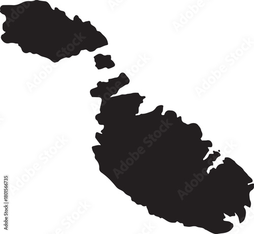 Black silhouette outline of the island nation of Malta country