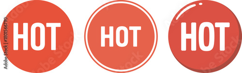Three circular red badges display the word HOT.