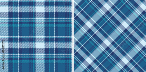 Textile seamless pattern of background check tartan with a vector fabric plaid texture. Set in night colors for modern carpets stylish living rooms.