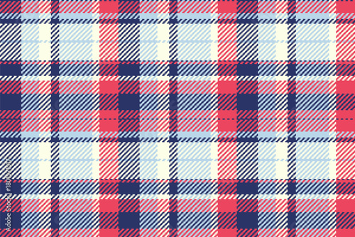 Girl tartan texture background, front fabric textile vector. Subtle check pattern plaid seamless in light and blue colors.