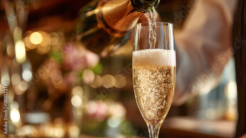 Champagne Being Poured into Flutes at Elegant Celebration