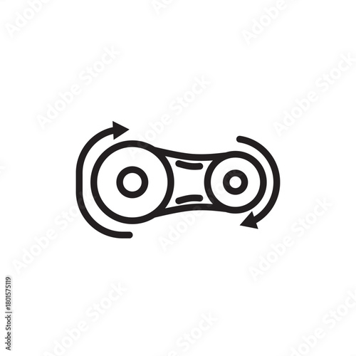 Pulley system icon symbolizing mechanical power transfer, rotational motion, and drive control, representing critical machinery components, modern industrial automation, power transmission engineering