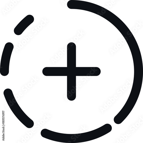 Add or plus icon inside a circle for creating new content