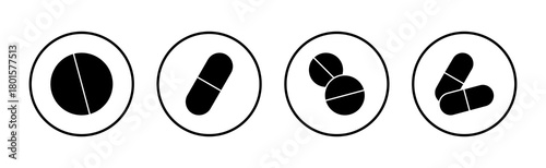 Pills icon vector. capsule icon. Drug sign and symbol