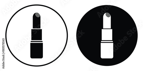 Lipstick icon set. Woman makeup lipstick product vector symbol design. Black and white flat style lipstick silhouette symbol. Vector Illustration.