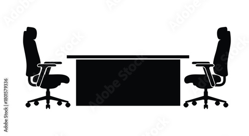 Office desk and chairs illustration vector graphic design asset