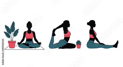 Yoga poses for beginners meditation fitness exercise and flexibility