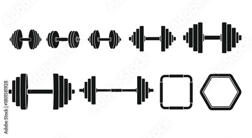 Vector dumbbell set fitness gym equipment workout strength training icon