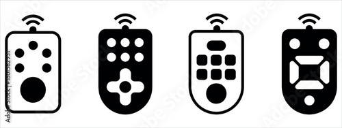 Remote control icons for smart home devices, showcasing modern technology and connectivity options for entertainment and automation systems at home.