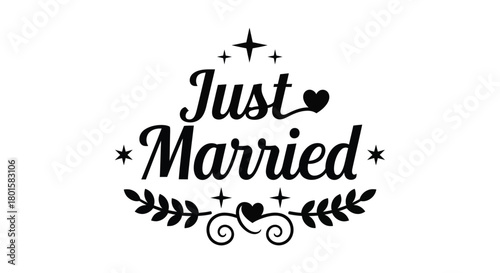 Just married typography wedding celebration design vector graphic art