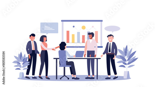 High quality stylized illustration of a team leader suitable for banners and advertisements showcasing leadership and collaboration in a professional setting