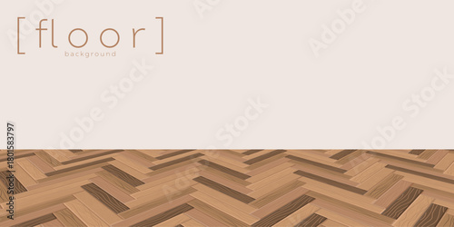 Timber herringbone parquetry pattern in warm oak tones with detailed wood texture creating an elegant interior floor design suitable for room backgrounds and realistic vector illustration