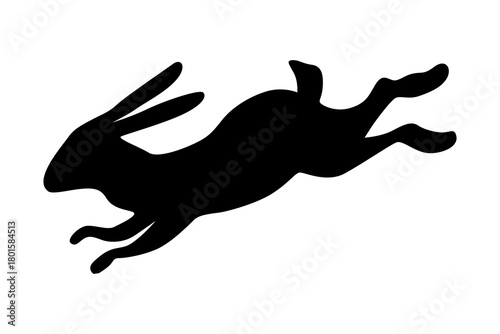 A dynamic silhouette depicting a leaping rabbit in motion