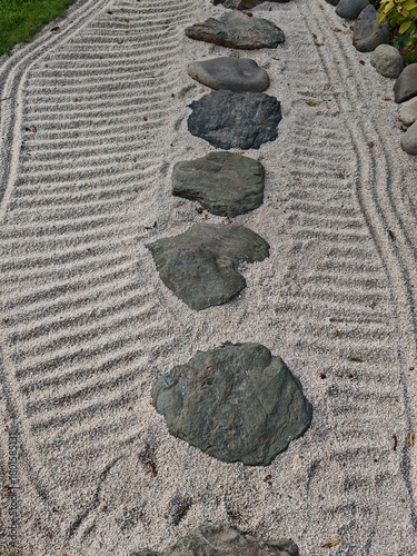 abstract view of a stone path stretching across the sand