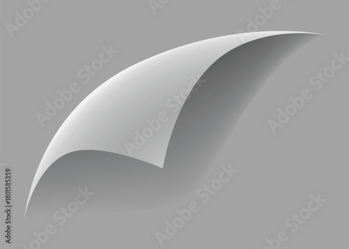 Curled paper corner. Curve page corner, page edge curl and bent paper sheet with realistic shadow. Paper corner fold isolated on white background