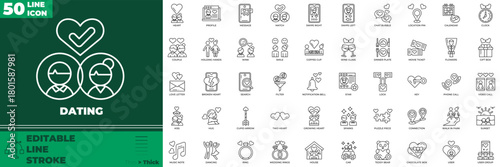 Dating Line Editable Icons set