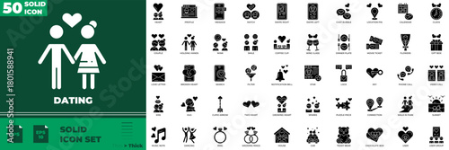 Dating Solid Editable Icons set