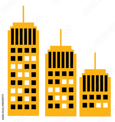 Cityscape Building Illustration, Business Infrastructure Icons, Office Tower Icons