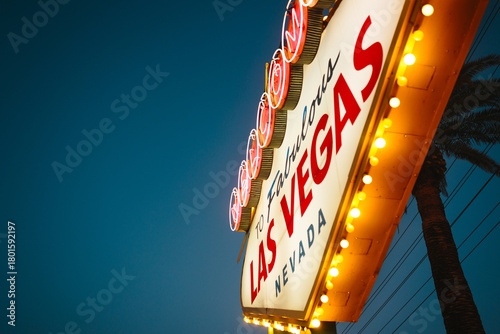 Iconic Las Vegas Neon Sign Illuminated at Night
