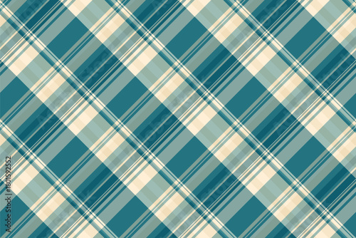 Trousers background pattern fabric, indoor textile plaid vector. 1950s check seamless tartan texture in pastel and cyan colors.