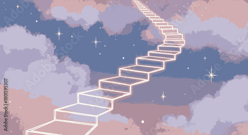 A celestial stairway of light ascending into the clouds.
