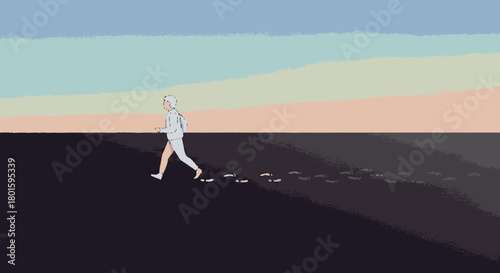 A conceptual illustration of a person made of crumpled paper walking.