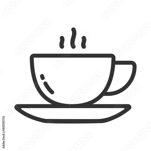 Outline cup of coffee icon isolated flat style design.