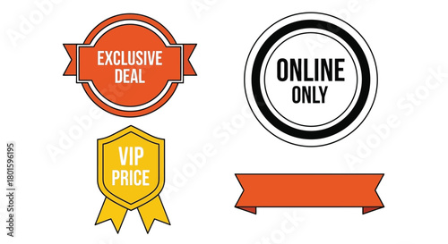 Exclusive deal vip price online only sale badge vector promotion ads