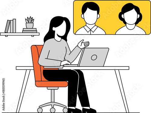 Illustration of Online Meeting with Coworkers