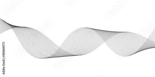 Isolated modern abstract thin wavy background. Black abstract thin wavy background. Curved isolated thin background. EPS 10. 